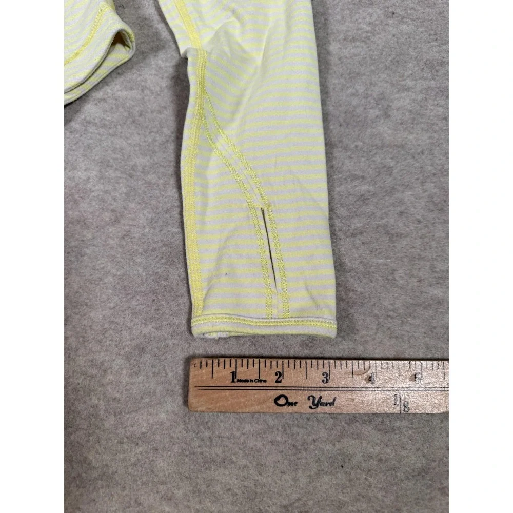 Lululemon Long Sleeve Shirt Womens 4 Yellow Stripe Quilted Run Athletic LW3791S